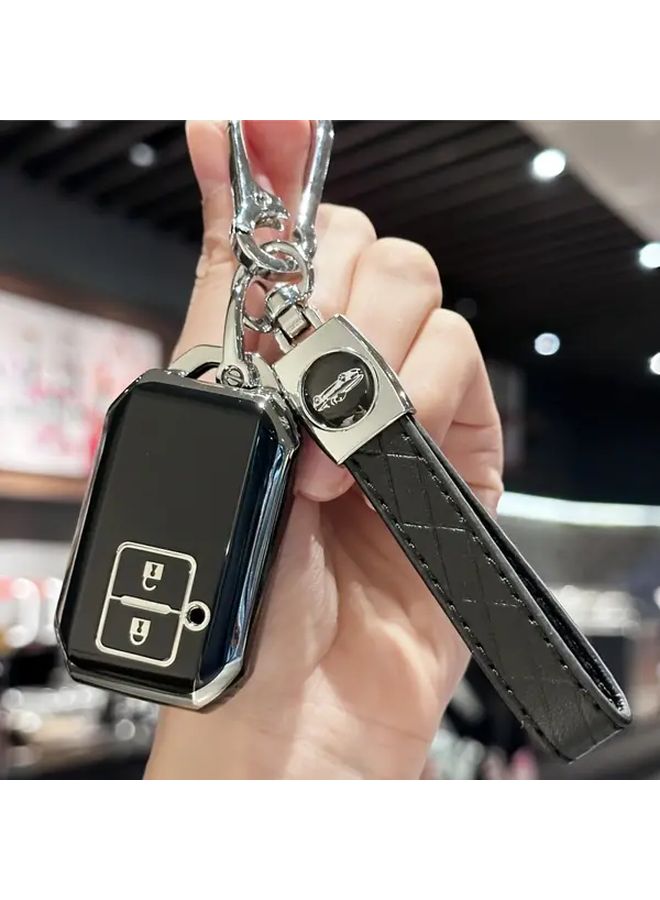 White TPU Keyless Fob Cover with Keychain Lanyard for Suzuki Ertiga Swift Wagon R Durable Remote Case Protector - Image 3